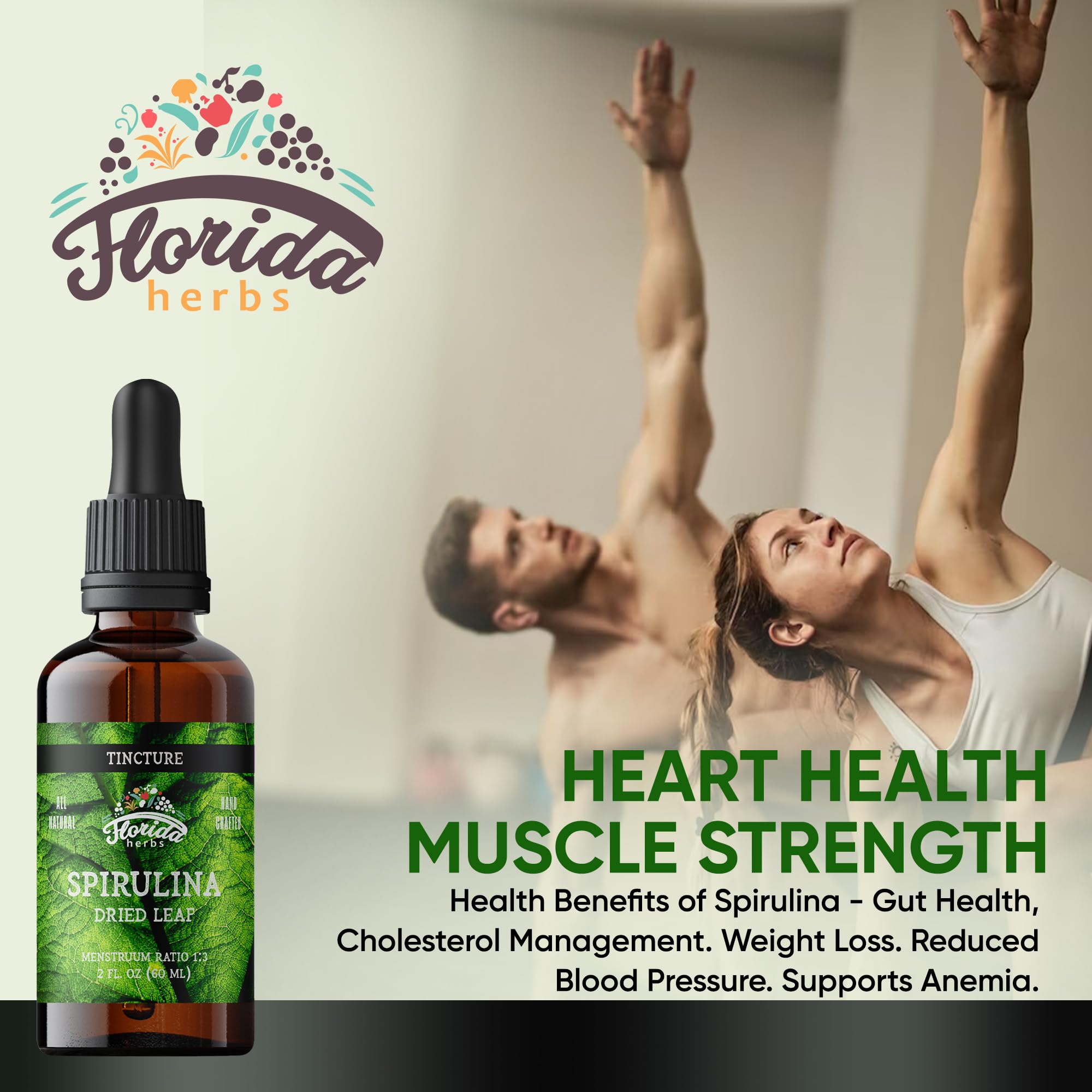 FLORIDA HERBS detalle de la etiqueta orgánica que resalta ingredientes y certificaciones limpias