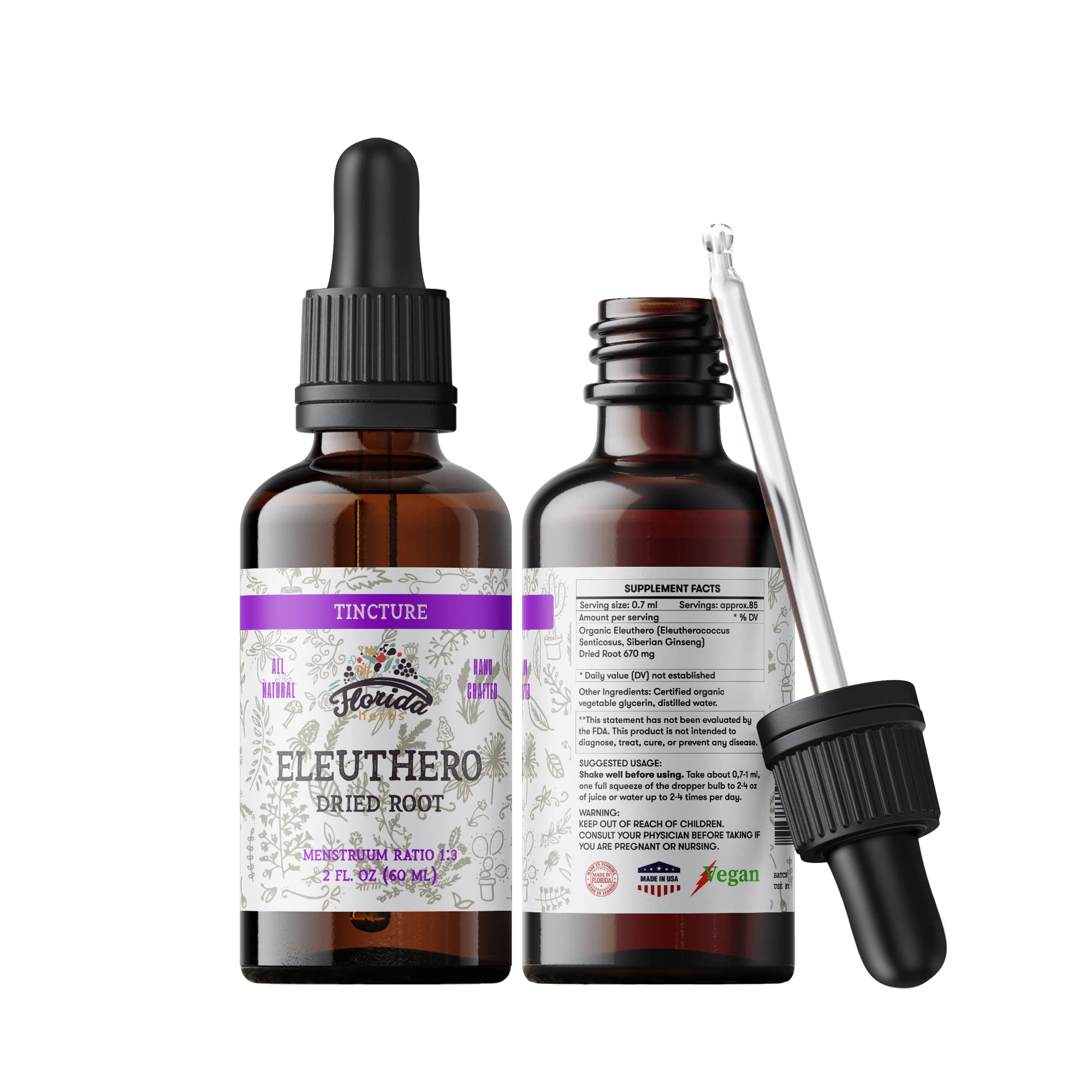 FLORIDA HERBS frasco frontal mostrando diseño y pureza
