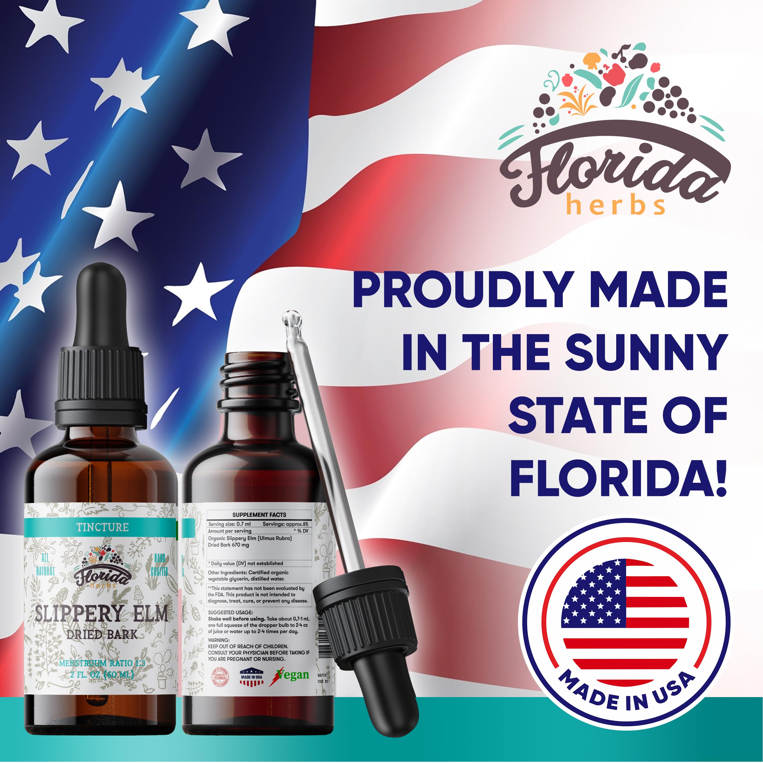 FLORIDA HERBS etiqueta con información clara de ingredientes y calidad