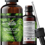FLORIDA HERBS frente de la botella de spirulina mostrando etiqueta y formato 60 ml para conveniencia