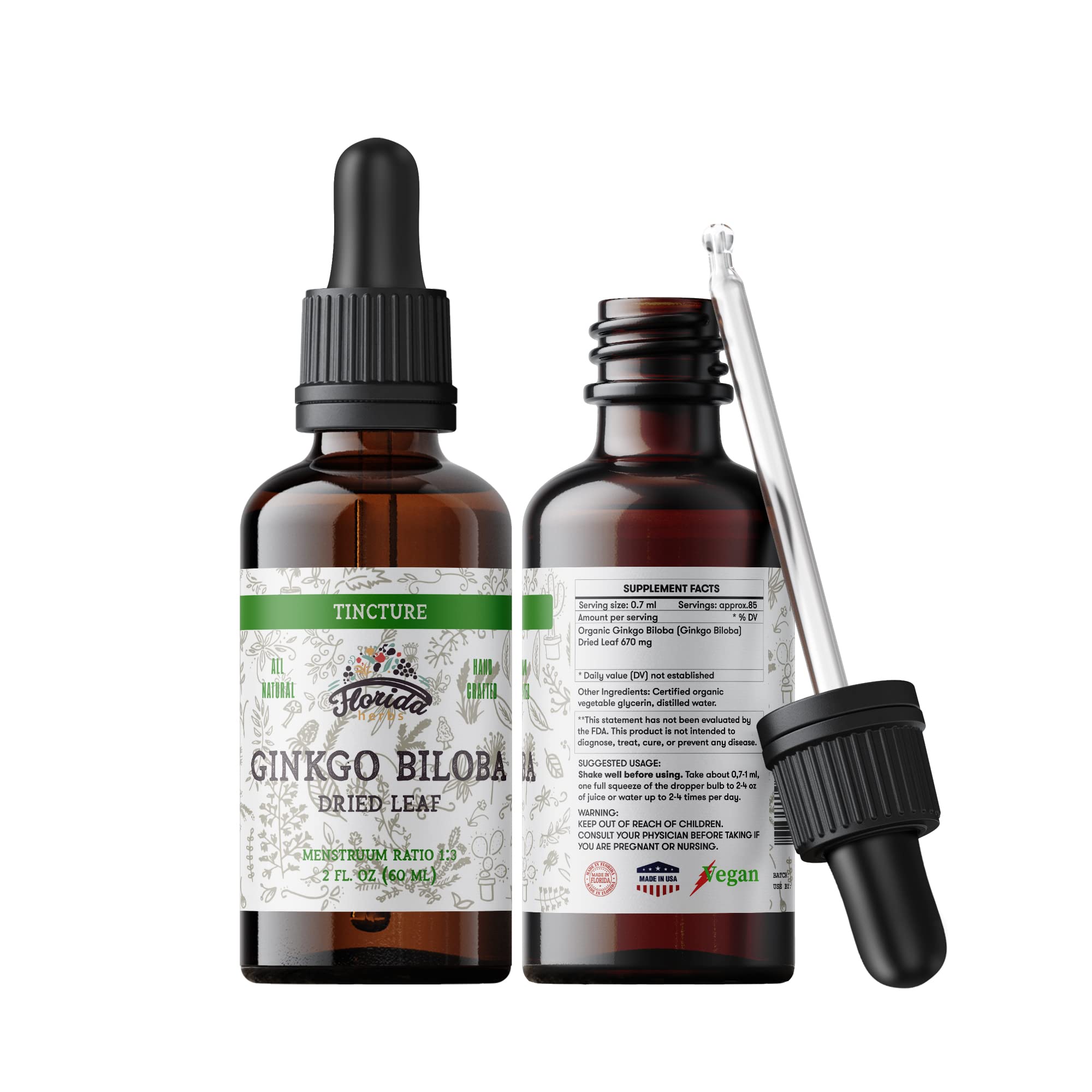 FLORIDA HERBS tintura vertida en vaso con agua para mezcla rápida y práctica
