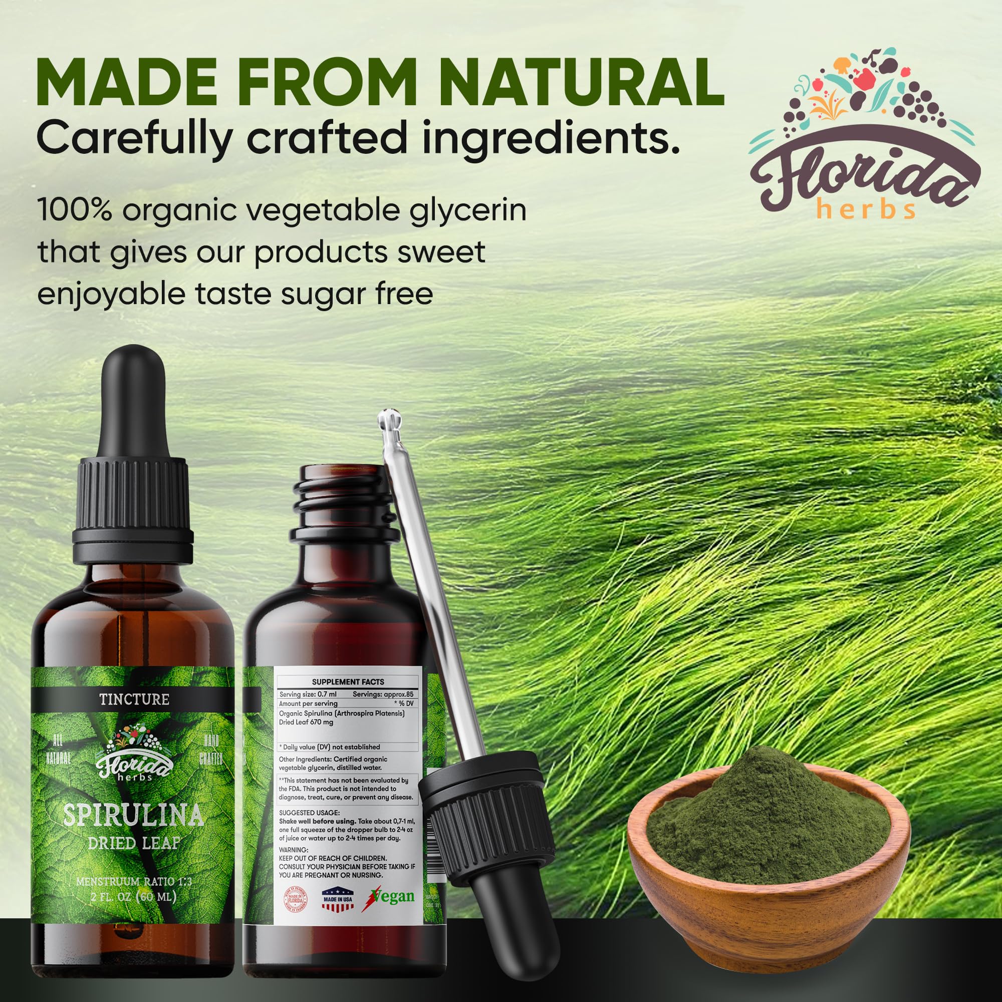 FLORIDA HERBS gota de glicerina vegetal con textura para una mezcla suave y sin alcohol