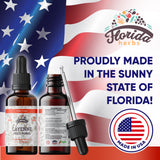 FLORIDA HERBS frasco junto a una regla para comparar tamaño práctico 2 oz