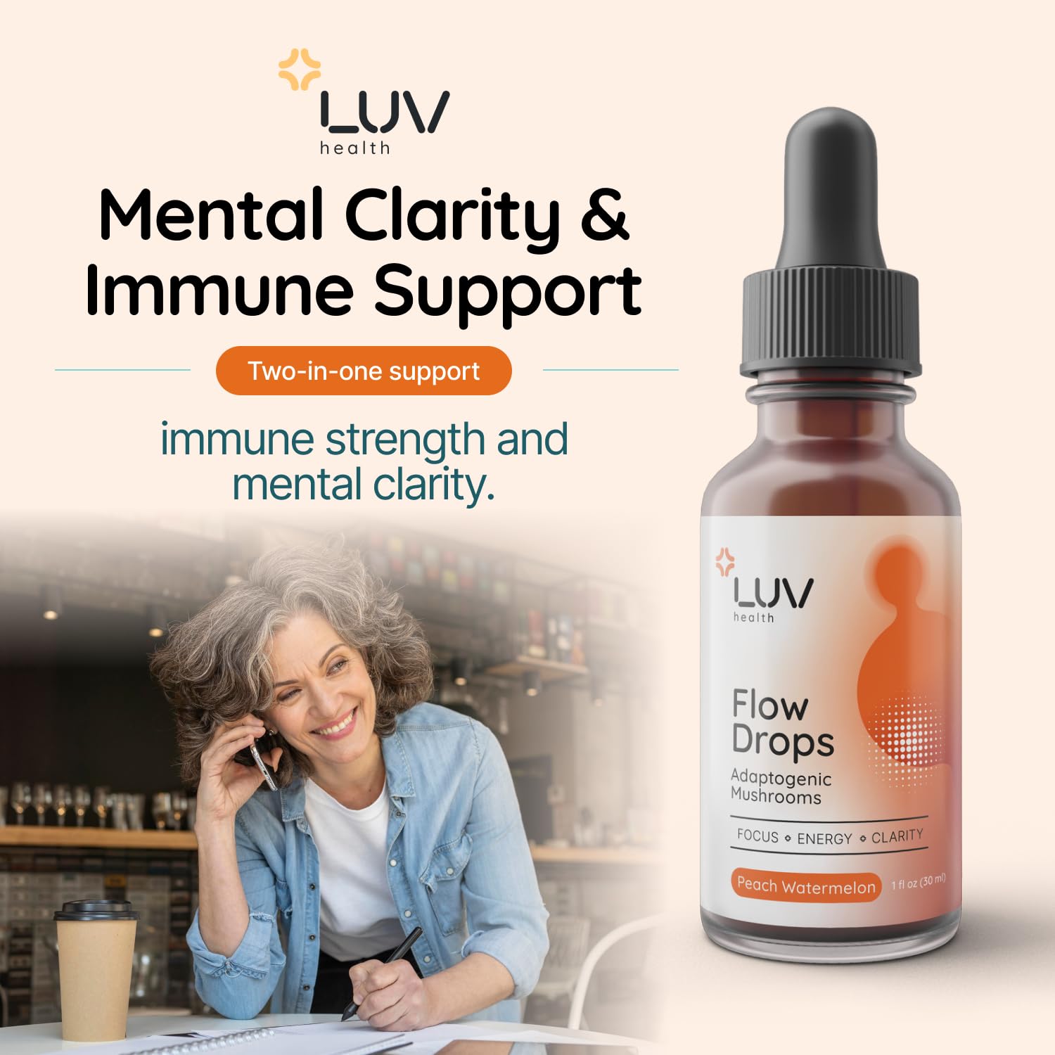 Flow Drops etiqueta con ingredientes clave legibles y beneficios claros