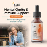 Flow Drops etiqueta con ingredientes clave legibles y beneficios claros