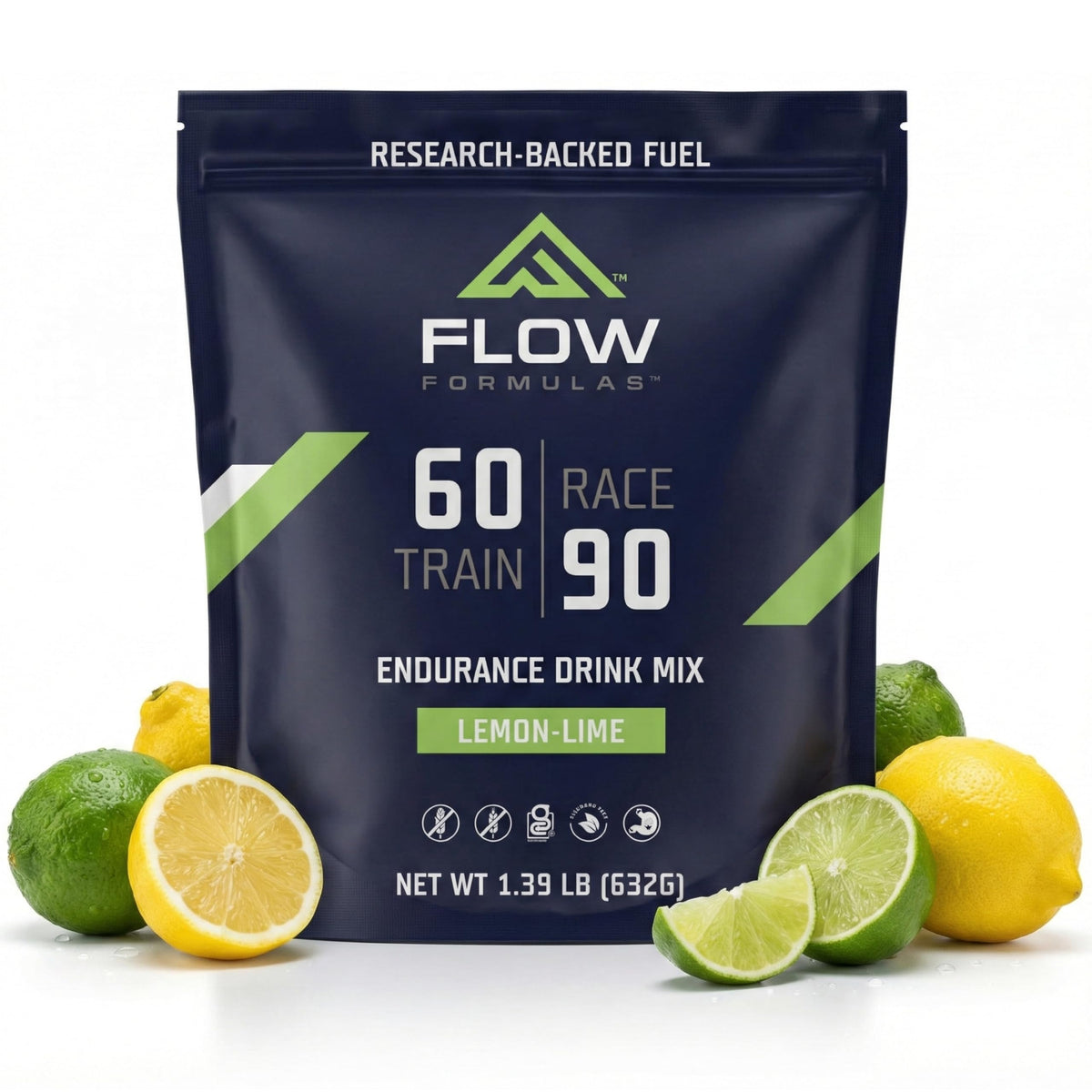 Flow Formulas vista frontal del envase mostrando el diseño y sabor limón lima