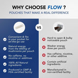 Flow Pouches cinco latas apiladas mostrando cantidad total