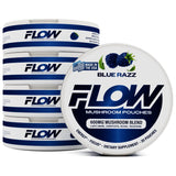Flow Pouches frontal de lata Blue Razz mostrando diseño y cantidad de sobres