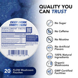 Flow Pouches primeros planos de lion's mane reishi cordyceps