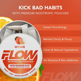 Flow Pouches lata abierta con pouches visibles para portabilidad y cantidad