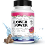 Flower Power envase frontal mostrando 60 cápsulas y beneficio de hidratación interna