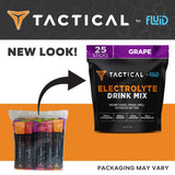 Fluid Tactical etiqueta de ingredientes destacando electrolitos y fabricación en USA