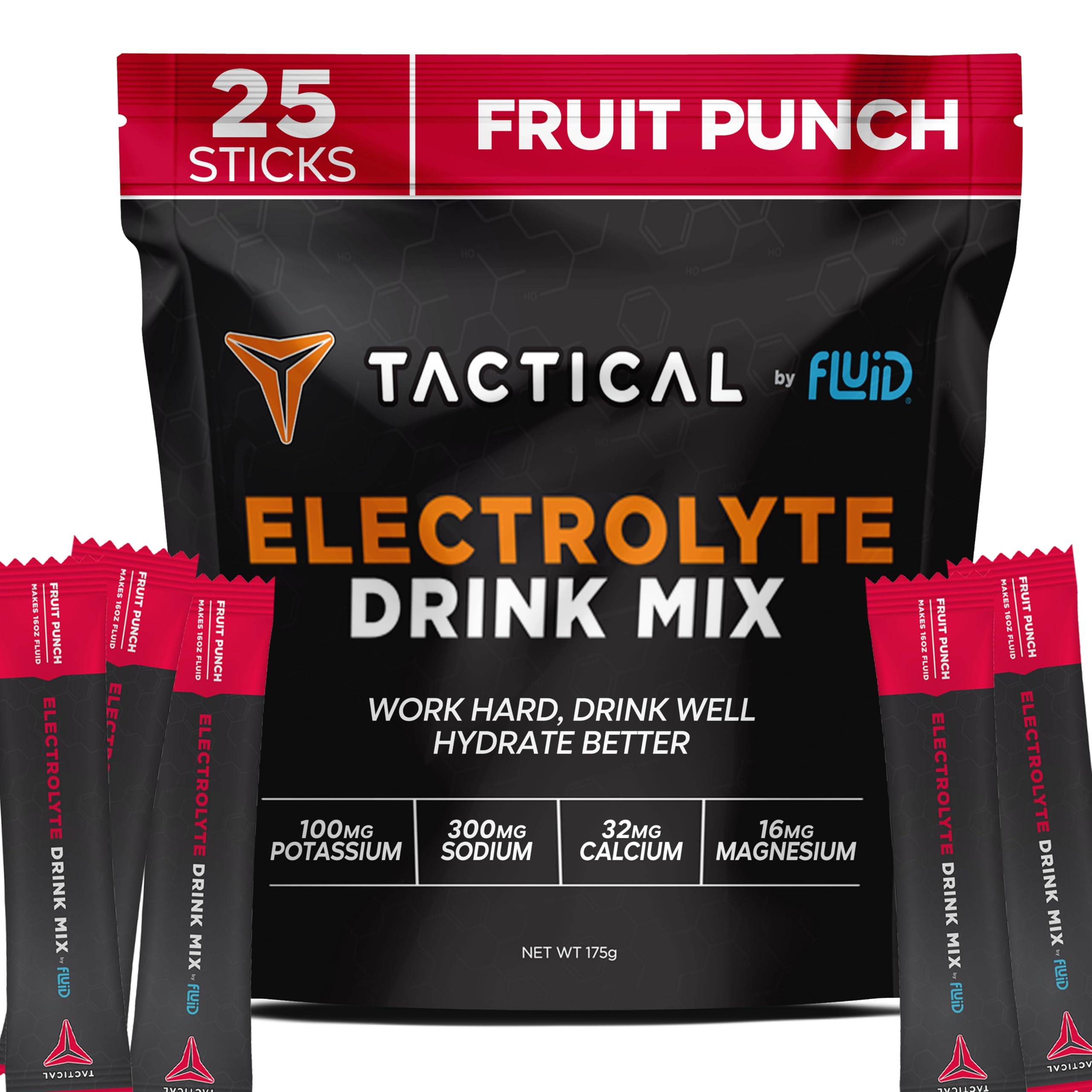 Fluid Tactical imagen frontal del empaque mostrando dosis y sabor Fruit Punch