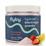 Flyby envase frontal Strawberry Lemonade mostrando información clara y refrescante