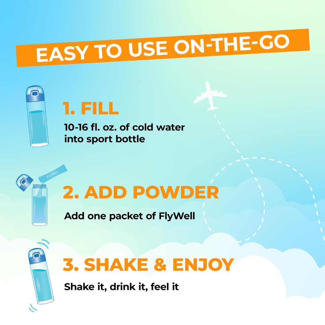 FlyWell polvo disuelto en vaso, hidratación rápida y sabor maracuyá
