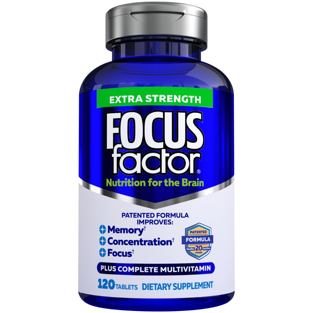Focus Factor envase frontal mostrando etiqueta clara y beneficios del producto
