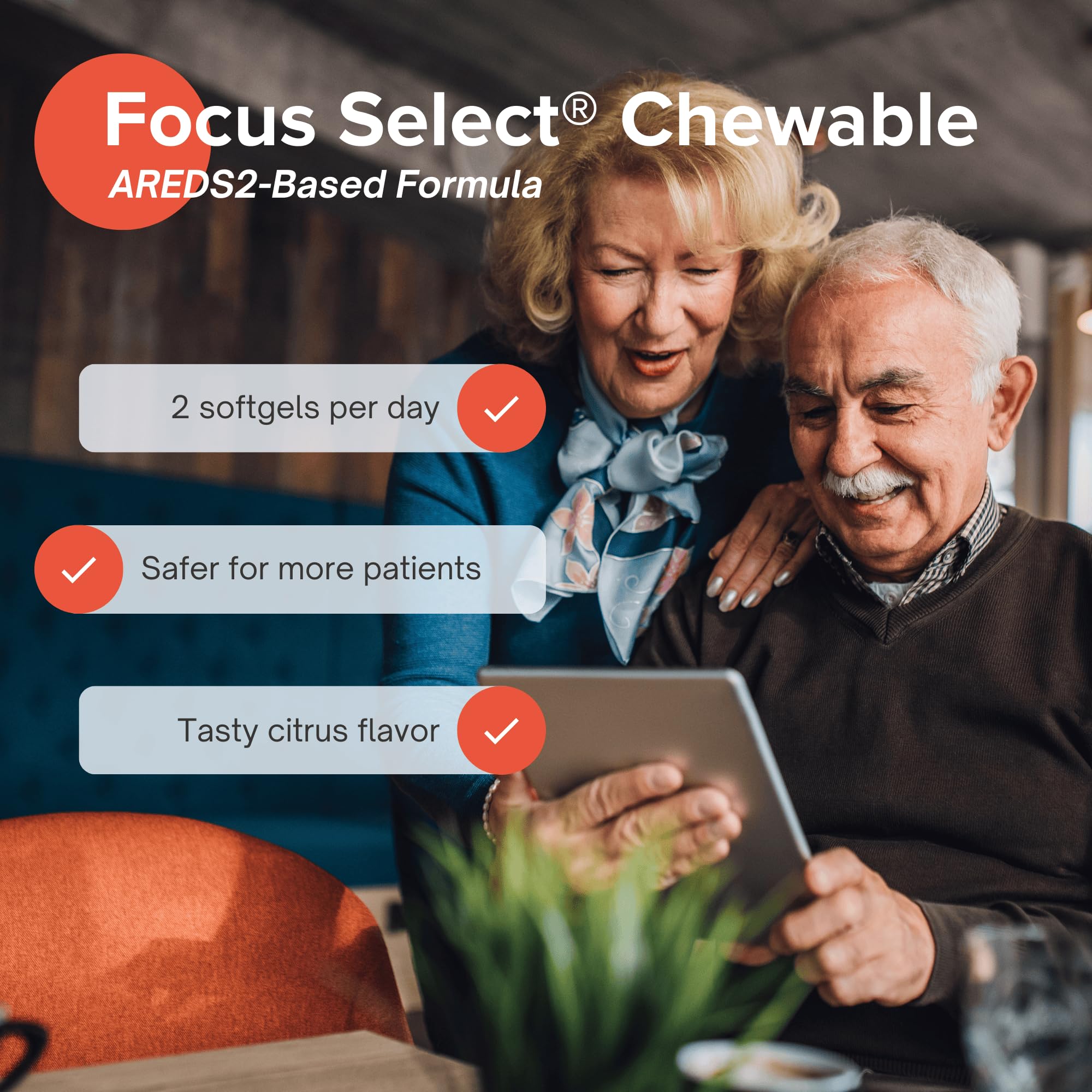 Focus Vision Supplements comparación de tamaño con una moneda para mostrar escala real