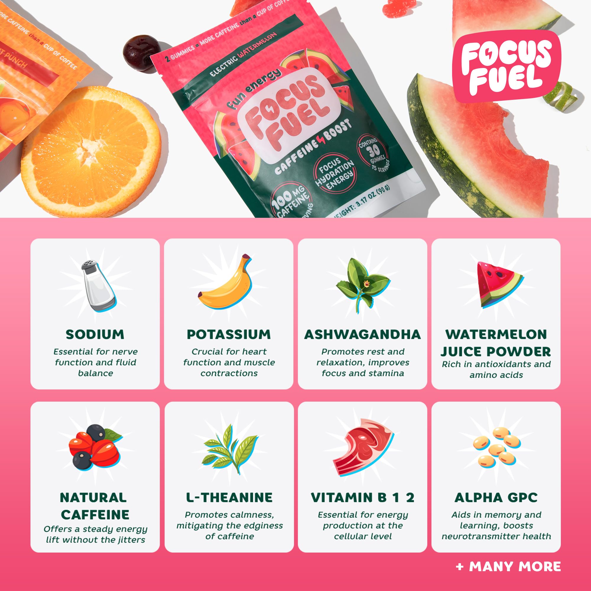 FocusFuel comparación tamaño en mano, porciones individuales para control