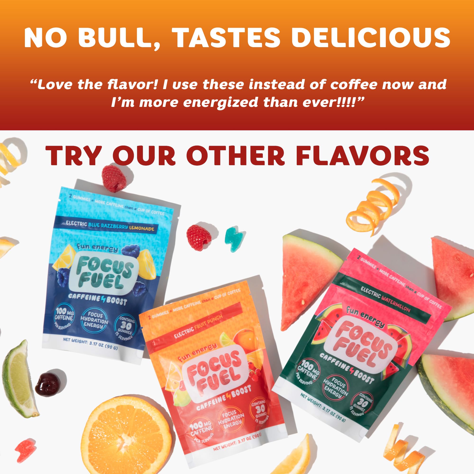 FocusFuel etiqueta con ingredientes, visualiza cafeína y nootrópicos