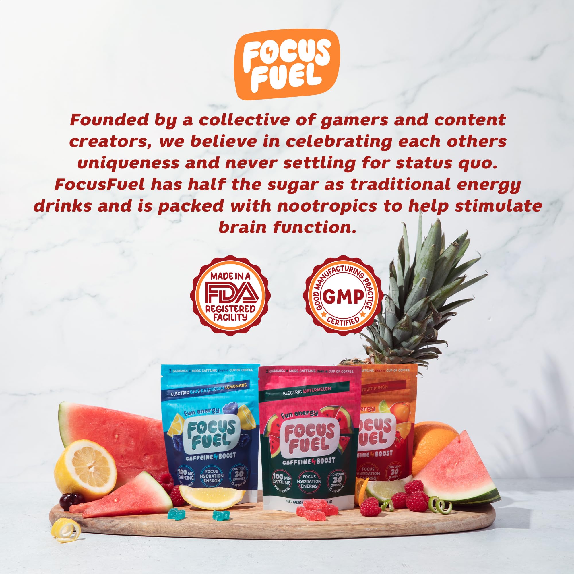 FocusFuel etiqueta nutricional ampliada explicando dosis y nutrientes incluidos