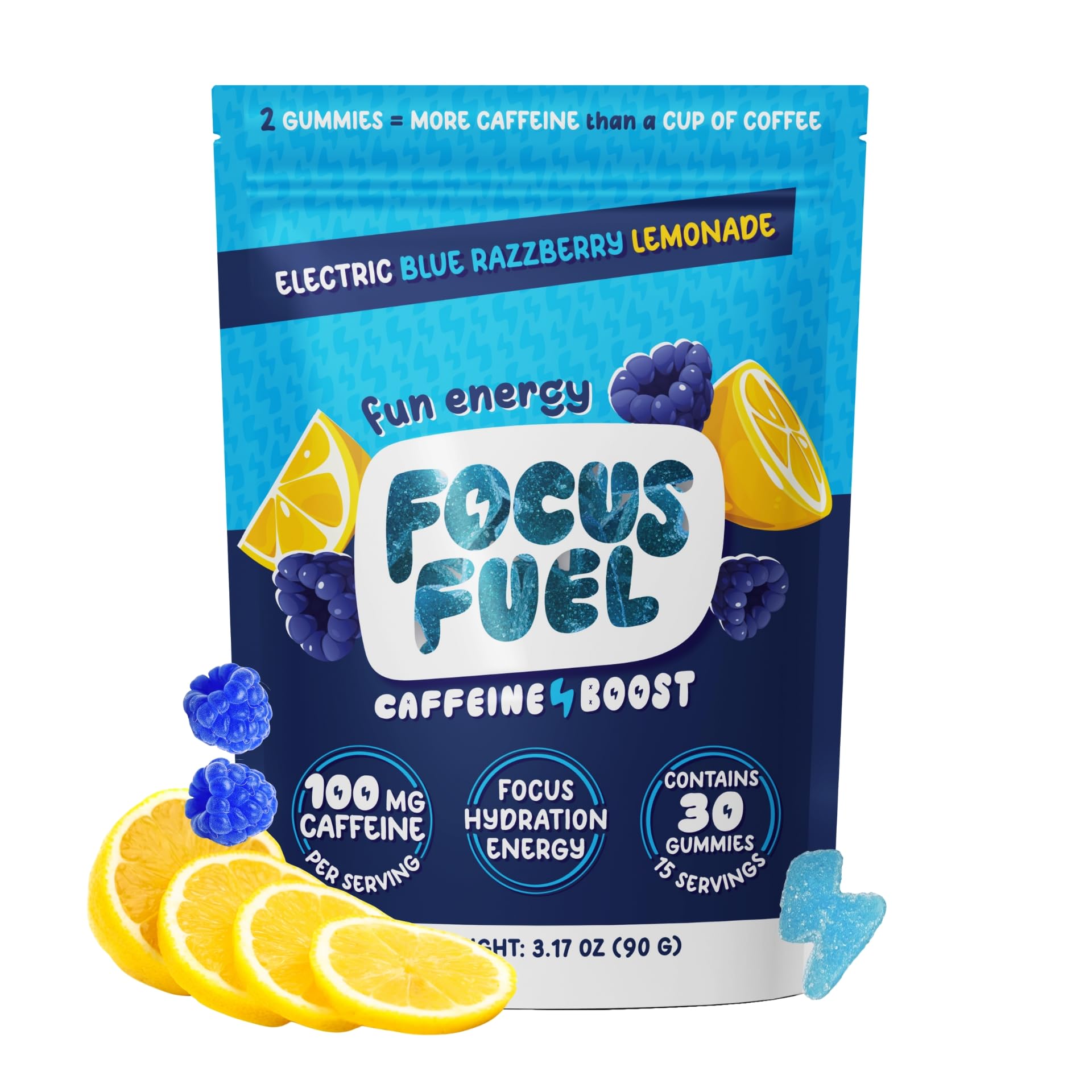 FocusFuel empaque frontal mostrando 15 porciones y sabor beneficioso