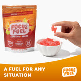 FocusFuel gomita junto a equipo de entrenamiento mostrando impulso preentreno