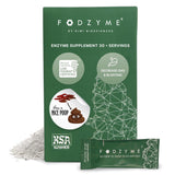 FODZYME frente del empaque mostrando dosis portátiles y beneficios digestivos