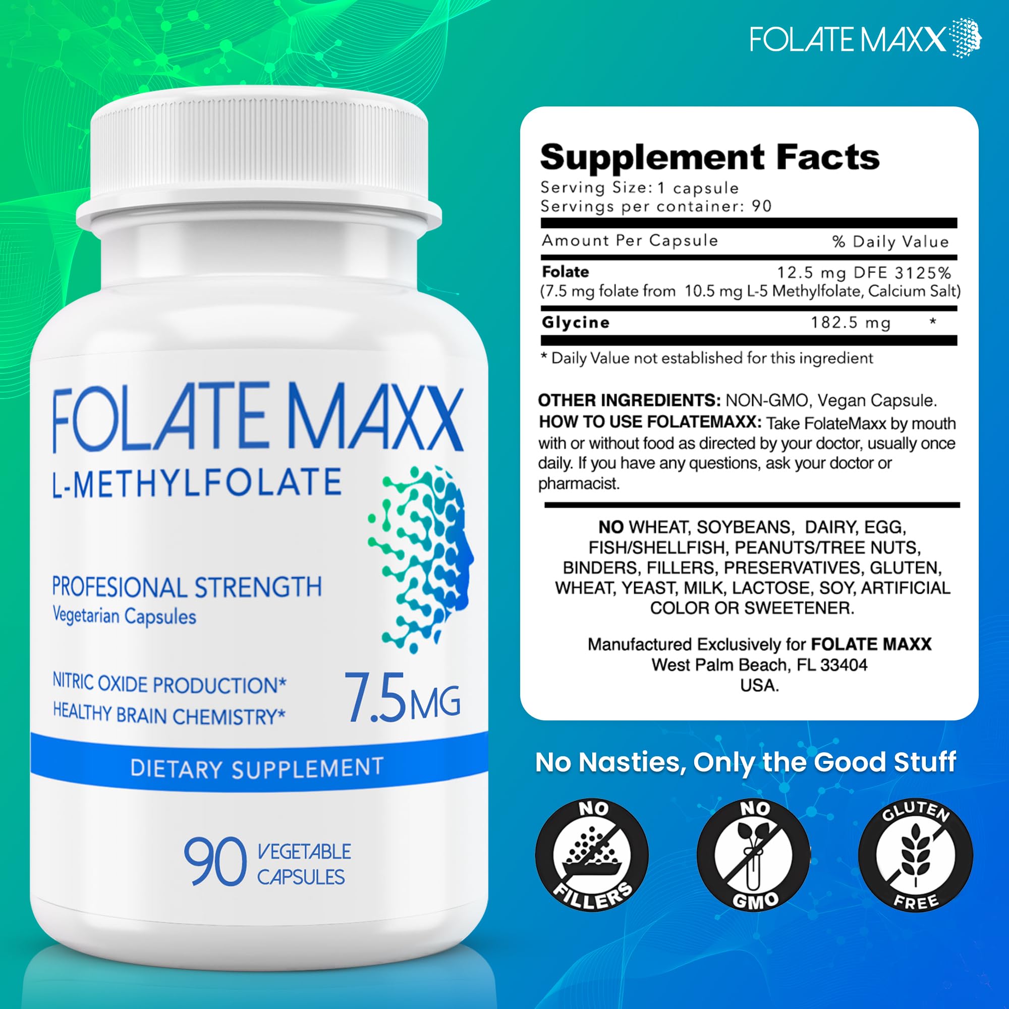 FOLATE MAXX cápsulas junto a regla para comparar tamaño