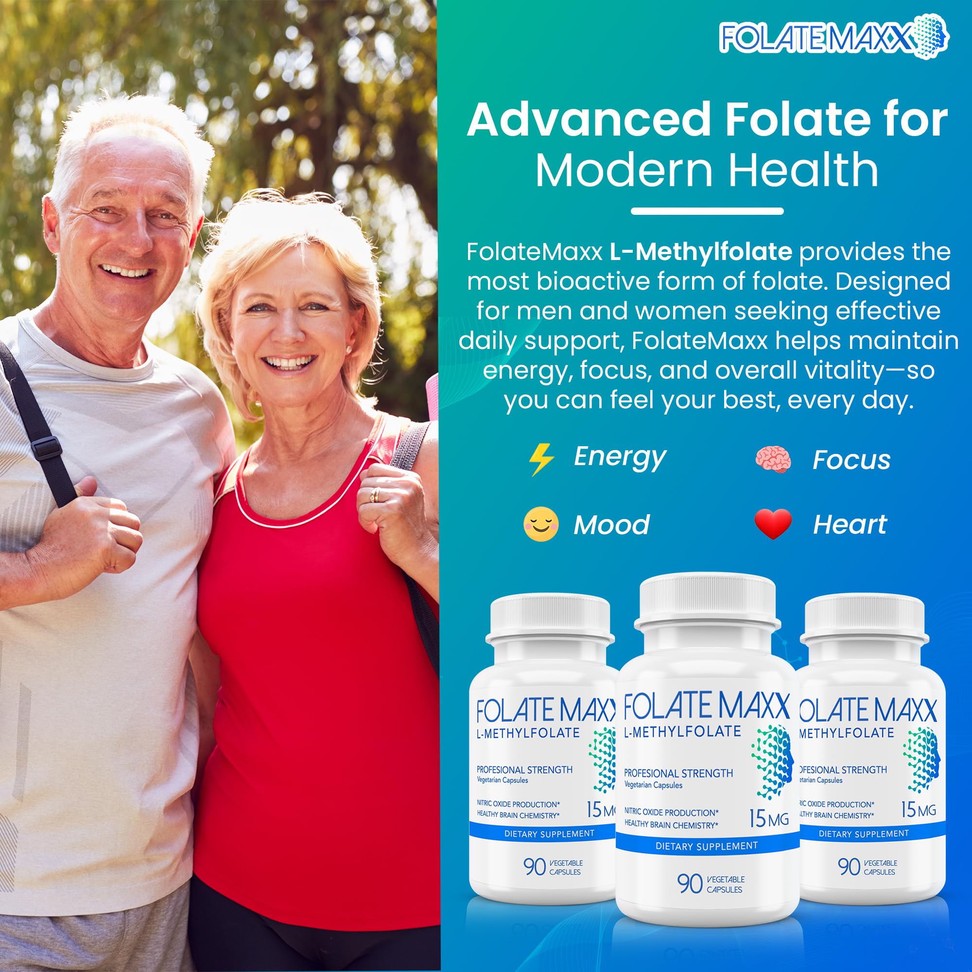 FOLATE MAXX cápsulas vistas de cerca para percepción de tamaño y facilidad
