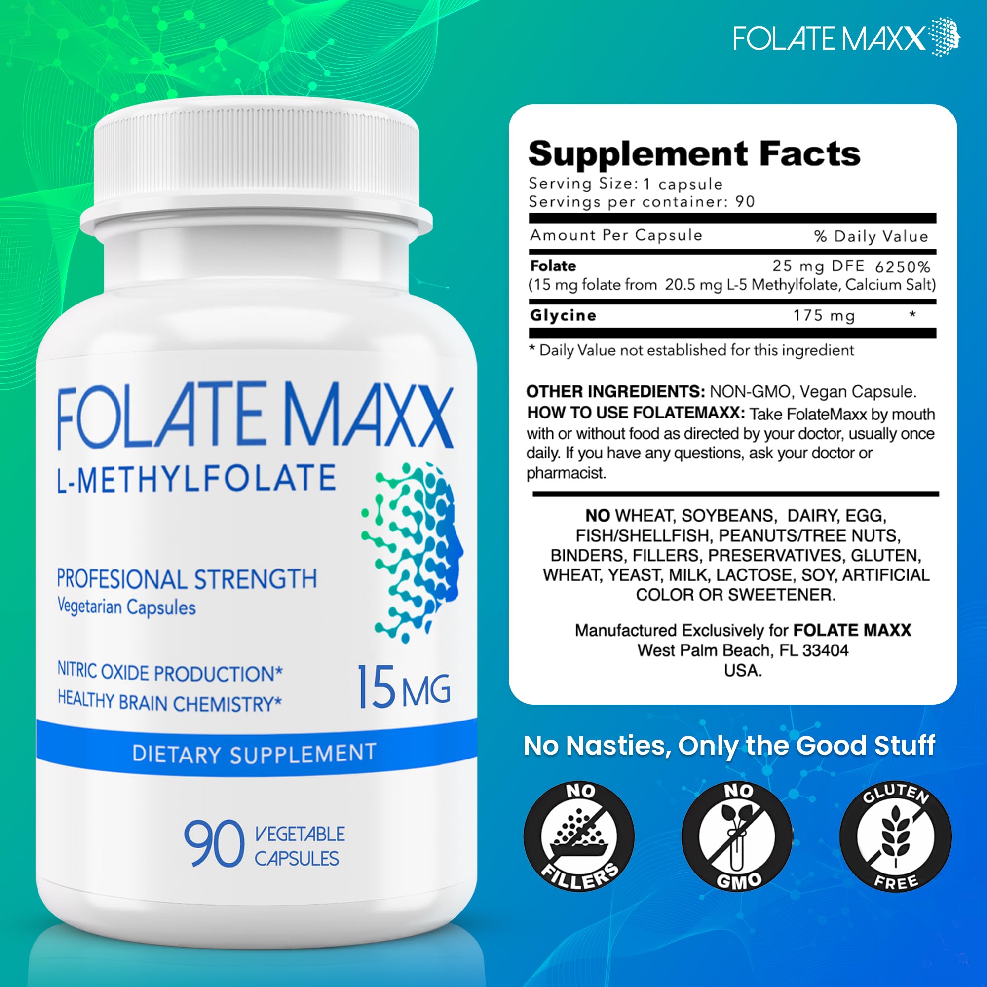 FOLATE MAXX envase abierto con cápsulas, beneficiando la rutina diaria