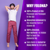 FOLONA cápsula abierta con polvo, evidencia de magnesio glicinato puro