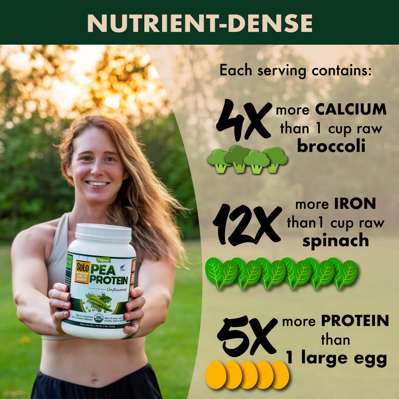 FOLONA etiqueta nutricional clara, información de proteína y bajo sodio