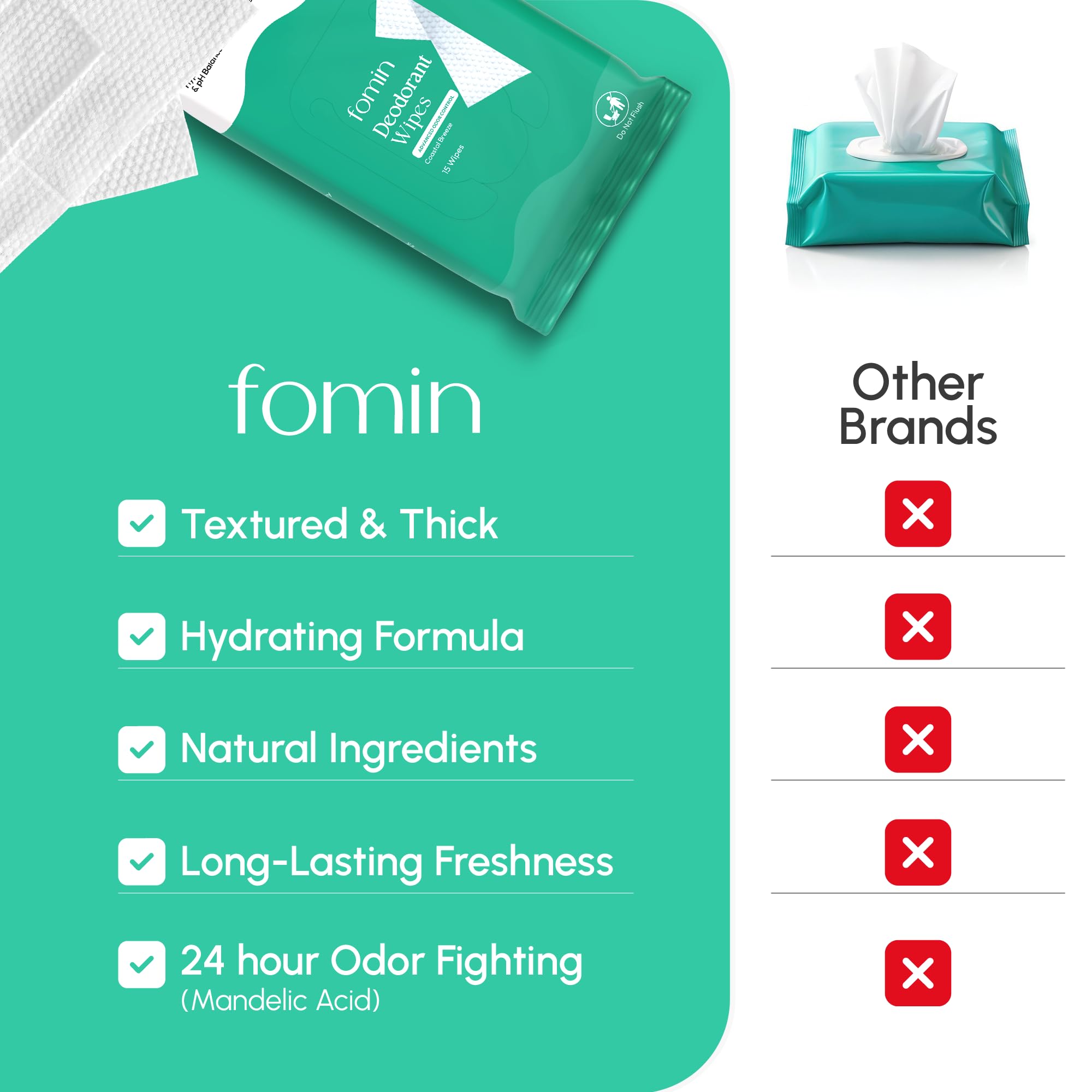 FOMIN textura de la toallita mostrando fibra suave y exfoliación
