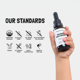 Food Over Drugs frasco en mano para comparar escala y portabilidad diaria