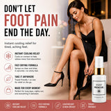 Foot Rescue etiqueta con lista de ingredientes botánicos como mentol y aloe