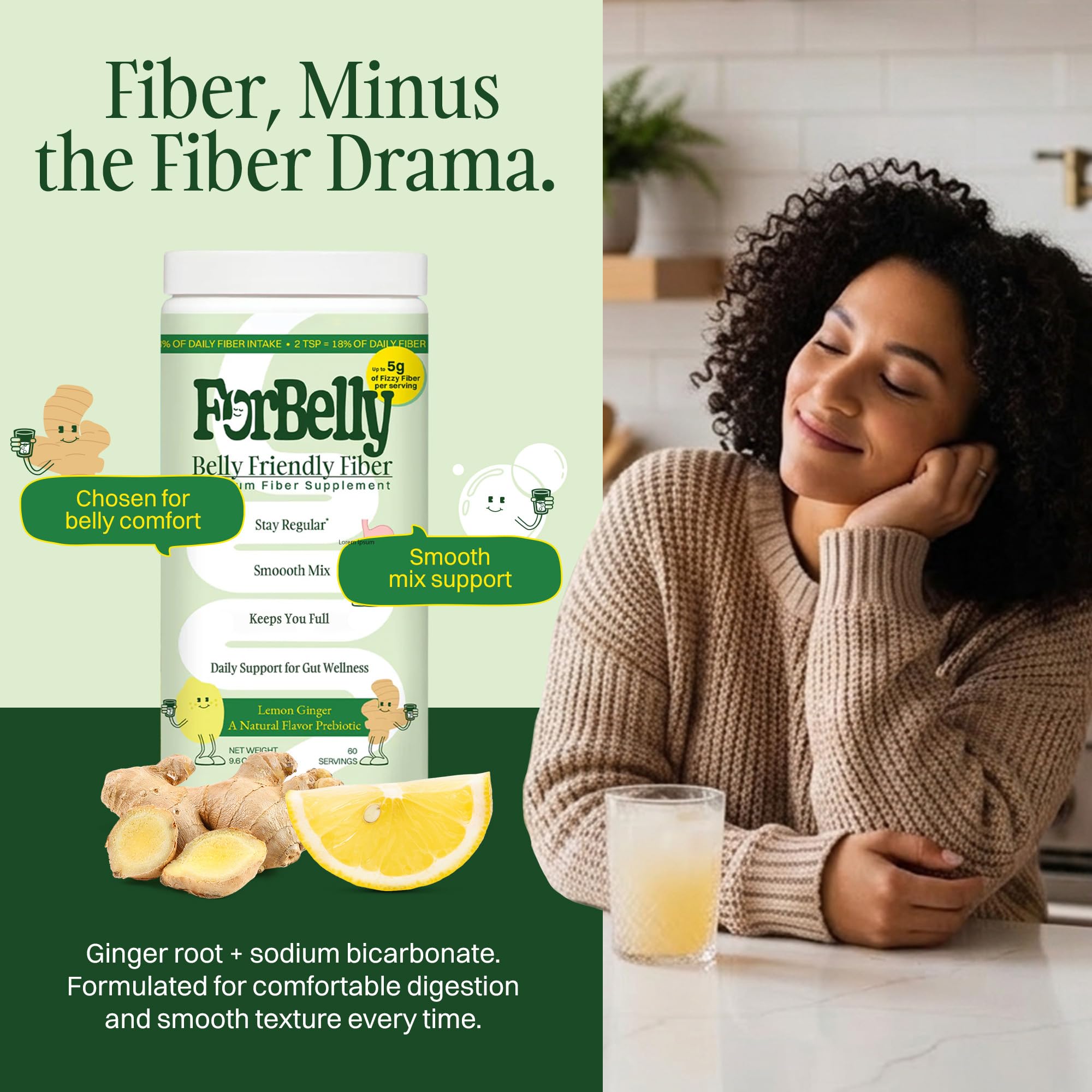 ForBelly etiqueta de ingredientes y tabla nutricional clara y limpia