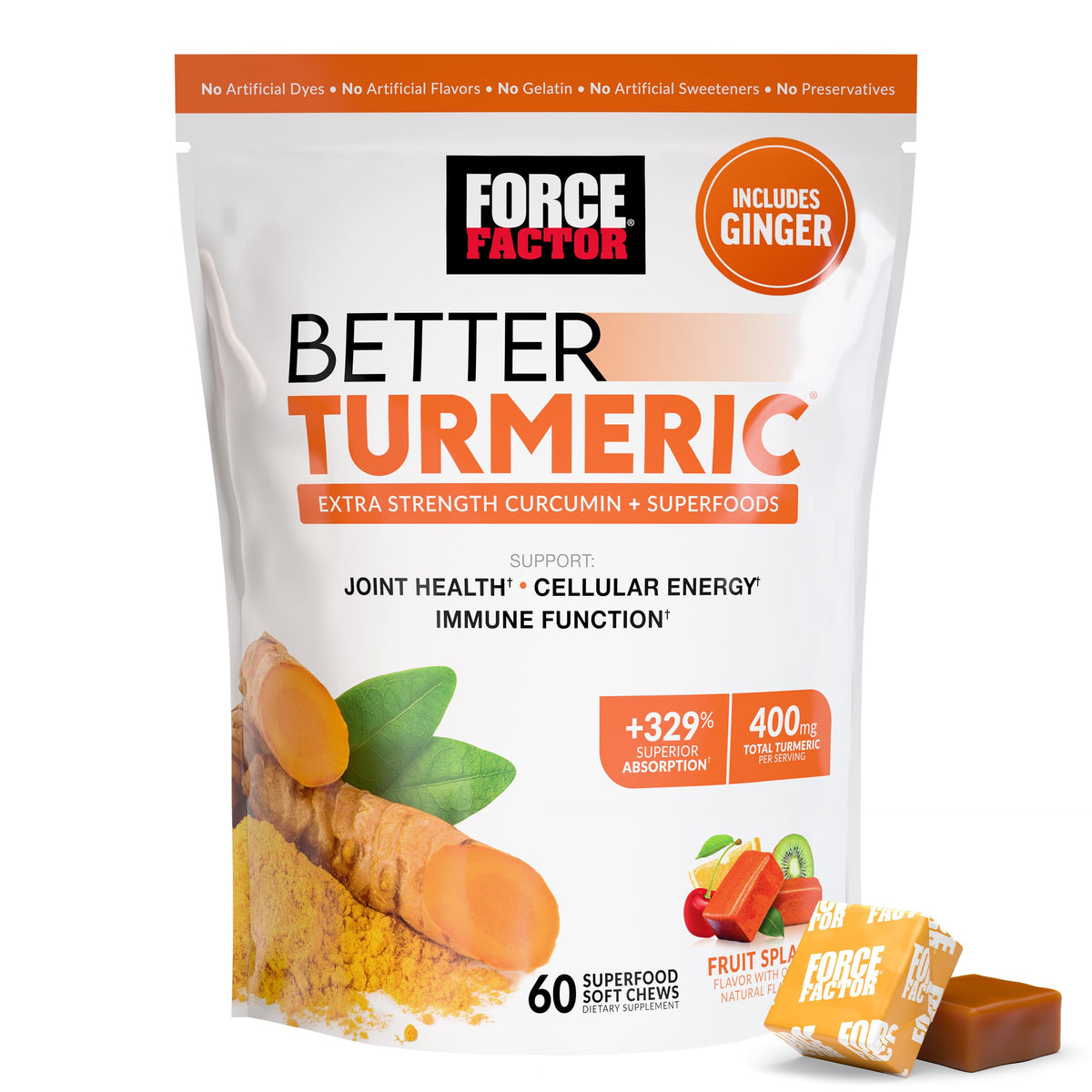 Force Factor frasco frontal del producto mostrando etiqueta y cantidad