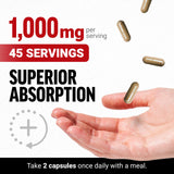 Force Factor cápsula de Black Maca en mano para apreciar tamaño práctico
