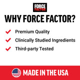 Force Factor masticable junto a moneda para comparar tamaño y facilidad de transporte