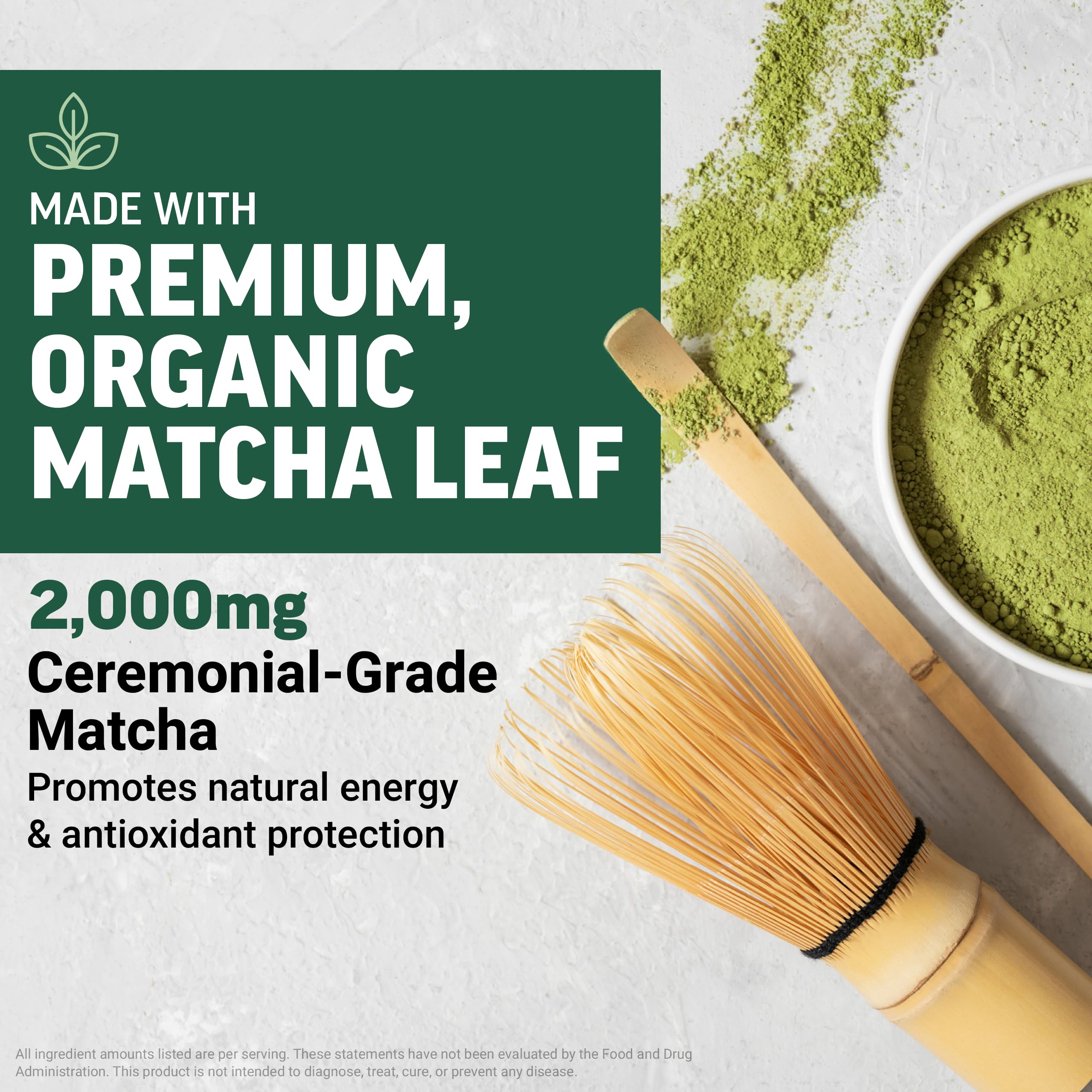 Force Factor cucharada con porción de matcha lista para preparar