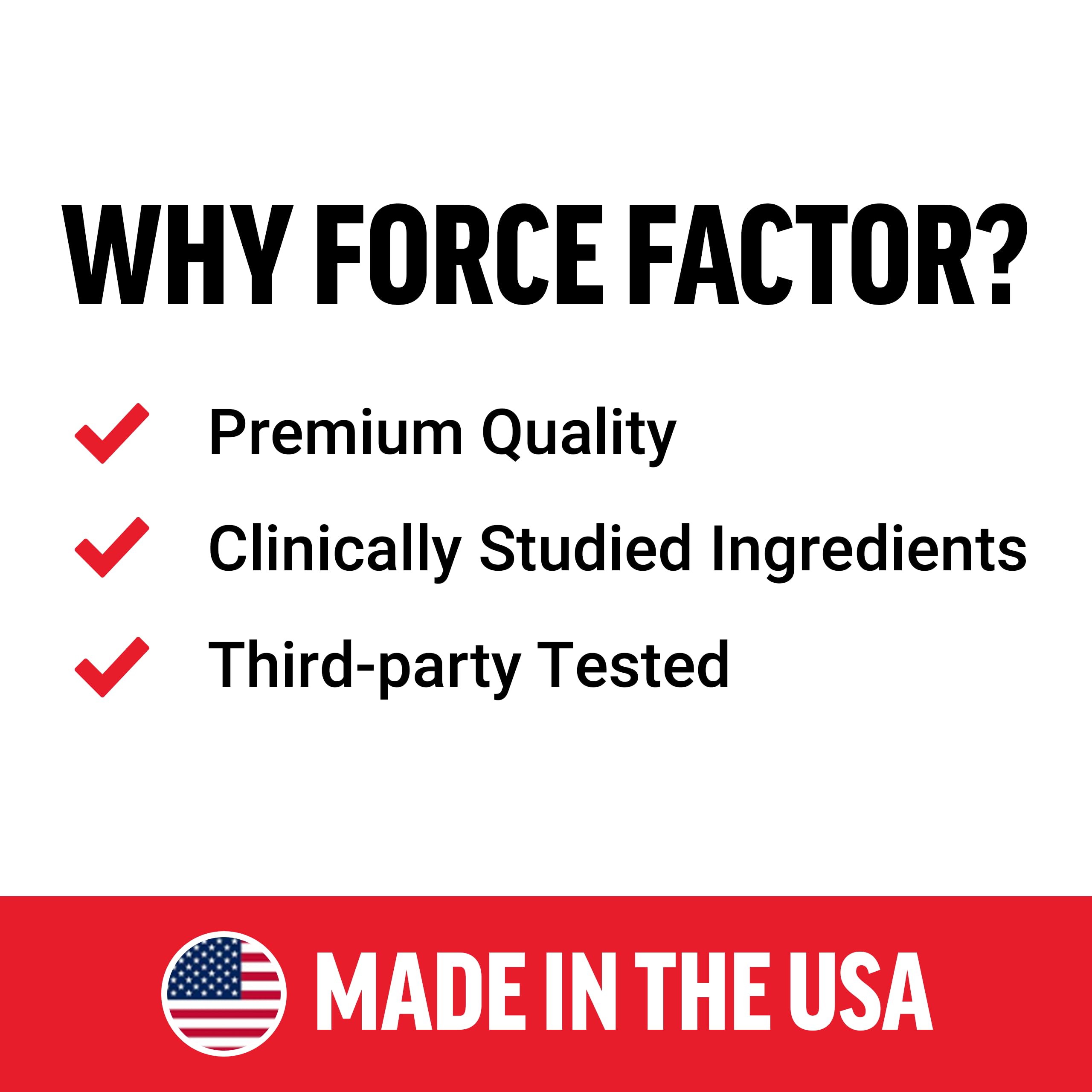 Envase abierto de Force Factor mostrando masticables listos para consumo y facilidad de almacenamiento