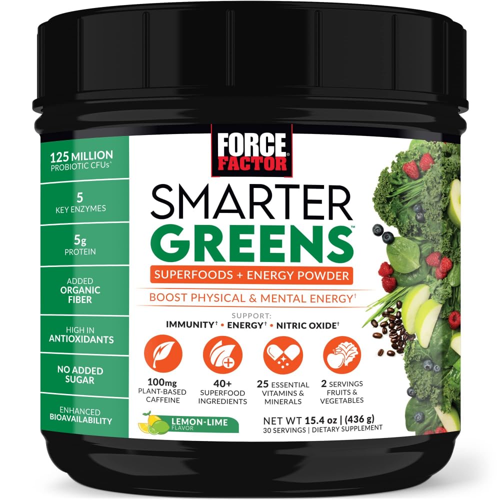 Force Factor envase frontal del producto mostrando 30 servicios y sabor limón-lima
