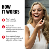 Force Factor etiqueta en detalle con información de ingredientes y uso