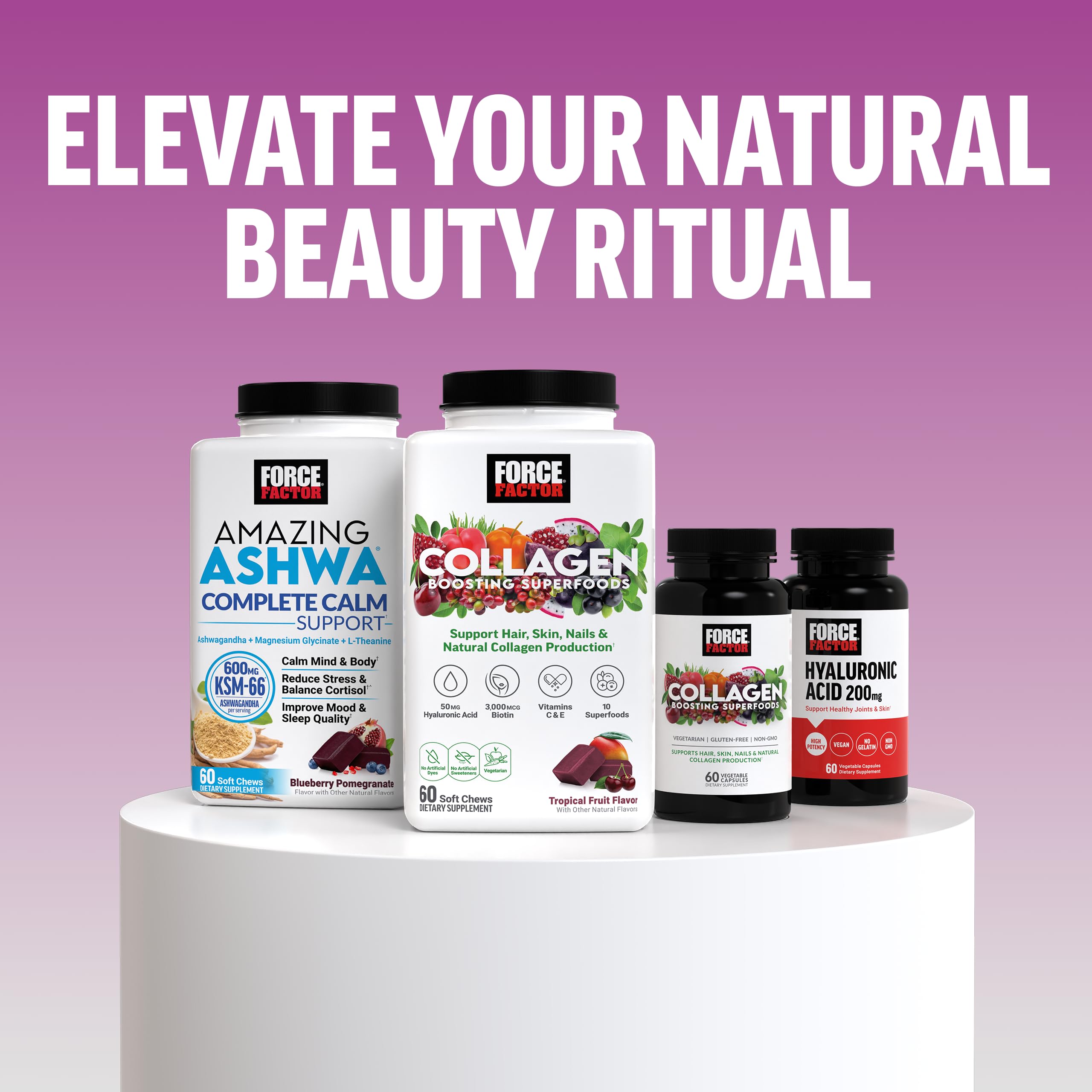 Force Factor en baño estilo lifestyle sugiriendo rutina de belleza