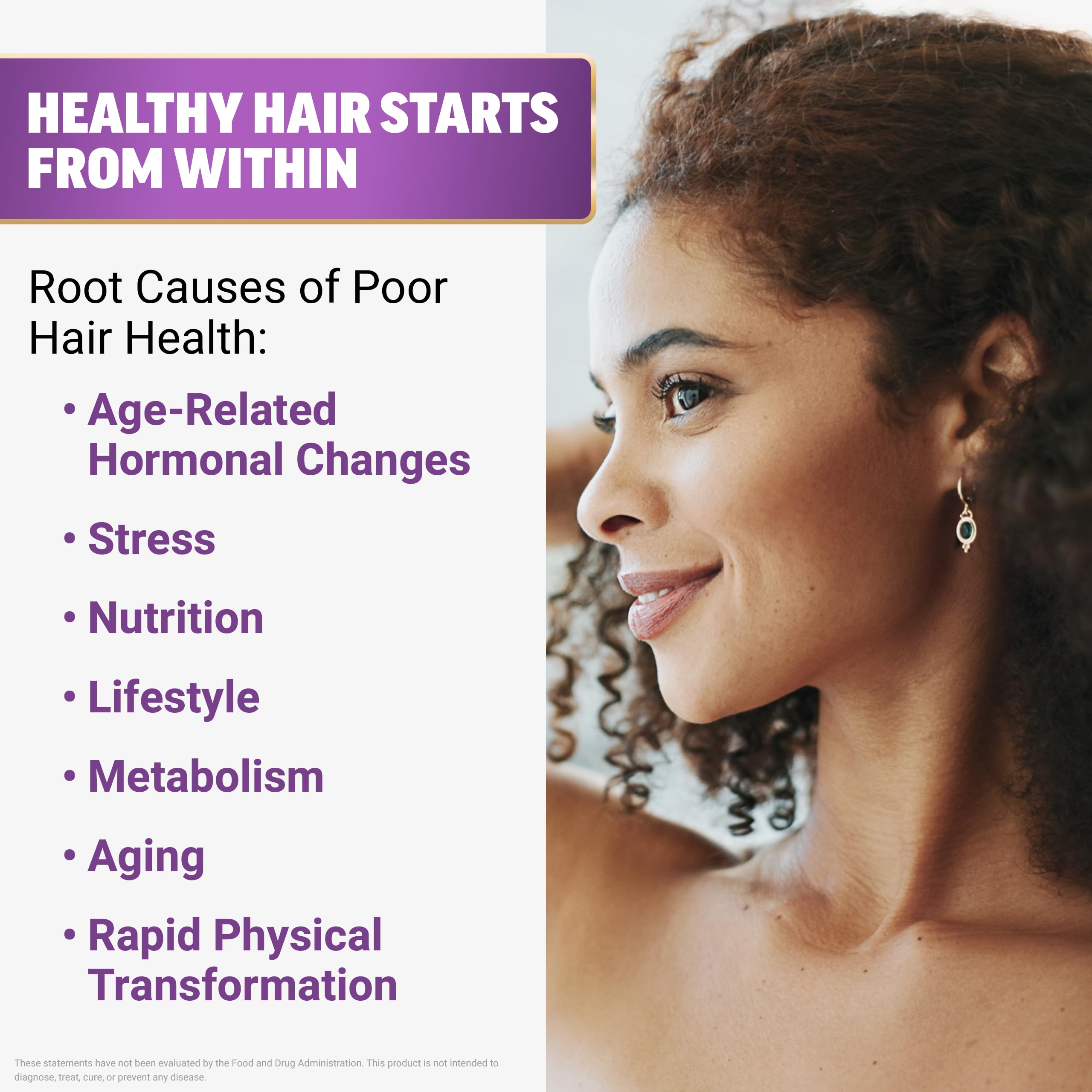 Force Factor mujer feliz con cabello más denso y aspecto sano