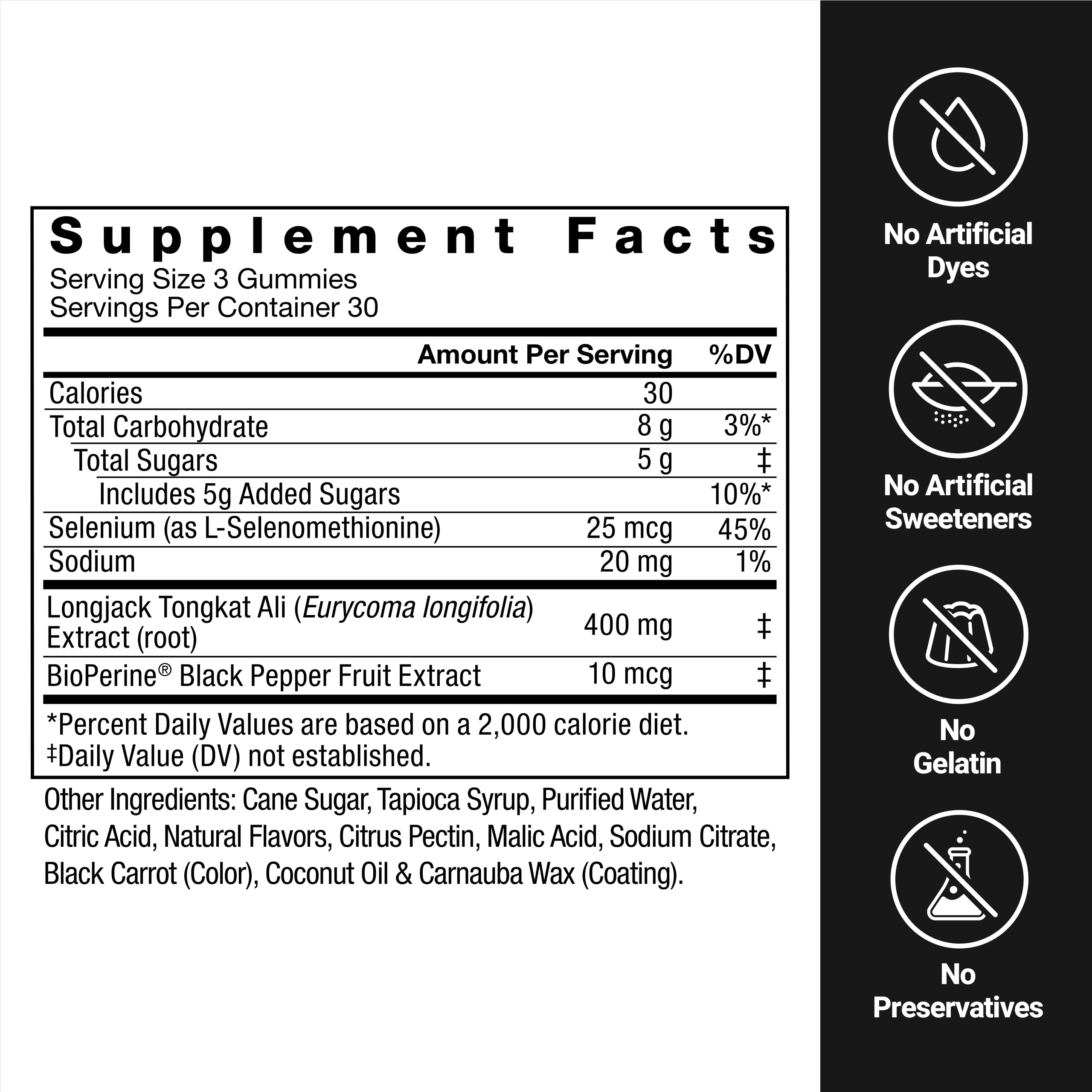 Force Factor etiqueta con ingredientes, beneficio de transparencia y calidad