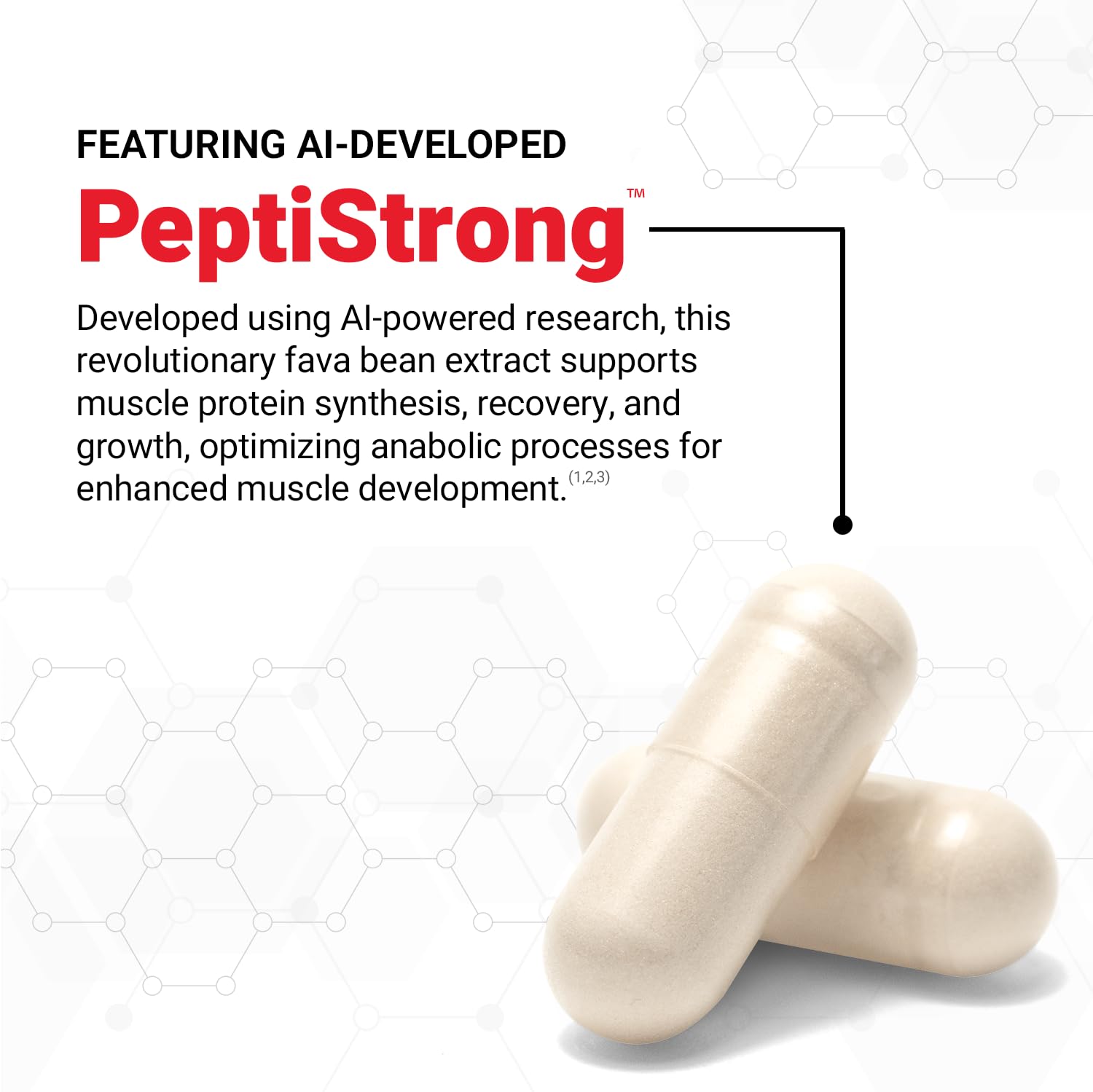 Force Factor etiqueta de ingredientes que resalta PeptiStrong y beneficios