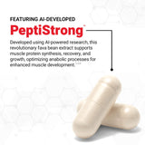 Force Factor etiqueta de ingredientes que resalta PeptiStrong y beneficios
