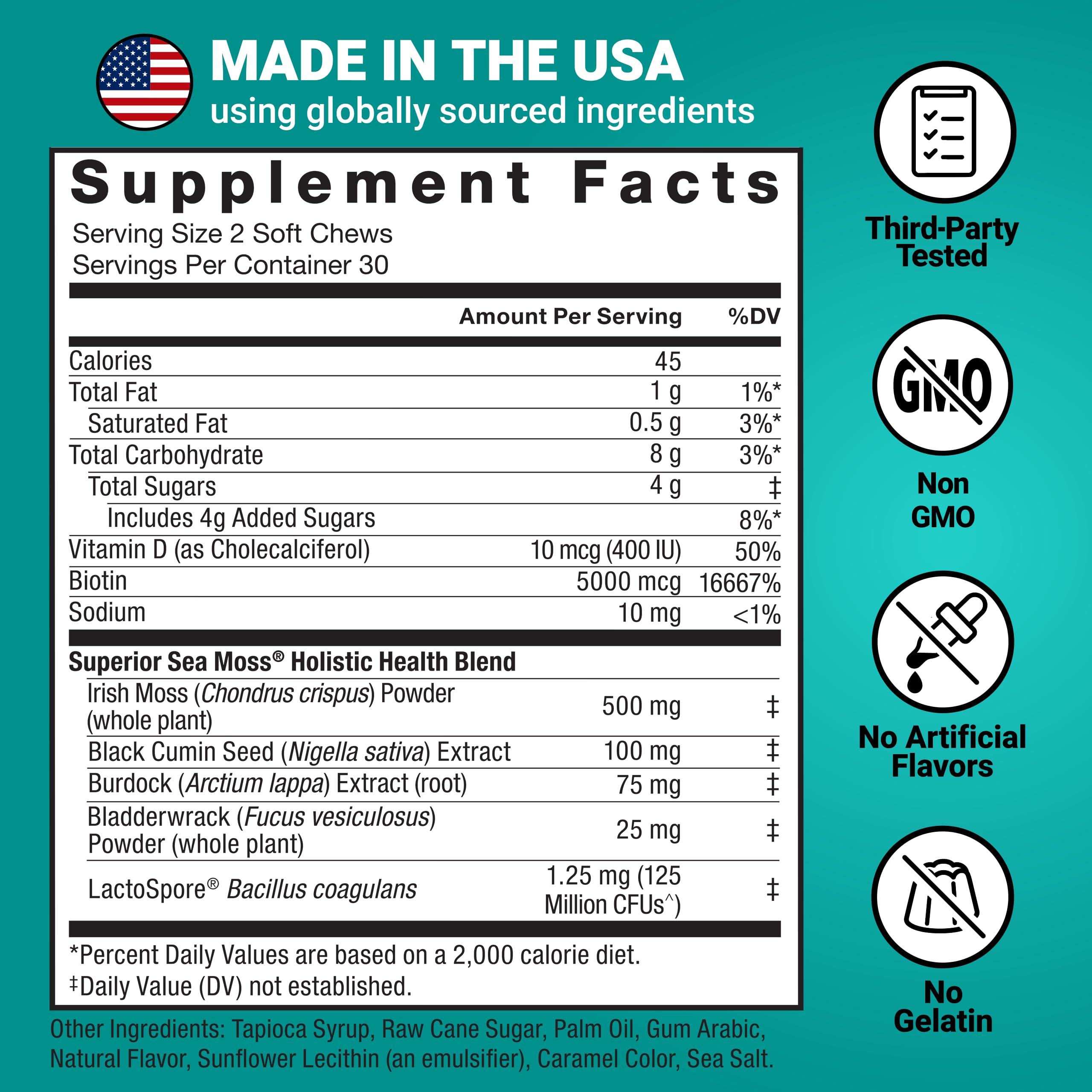 Force Factor etiqueta con lista de ingredientes y certificaciones de calidad