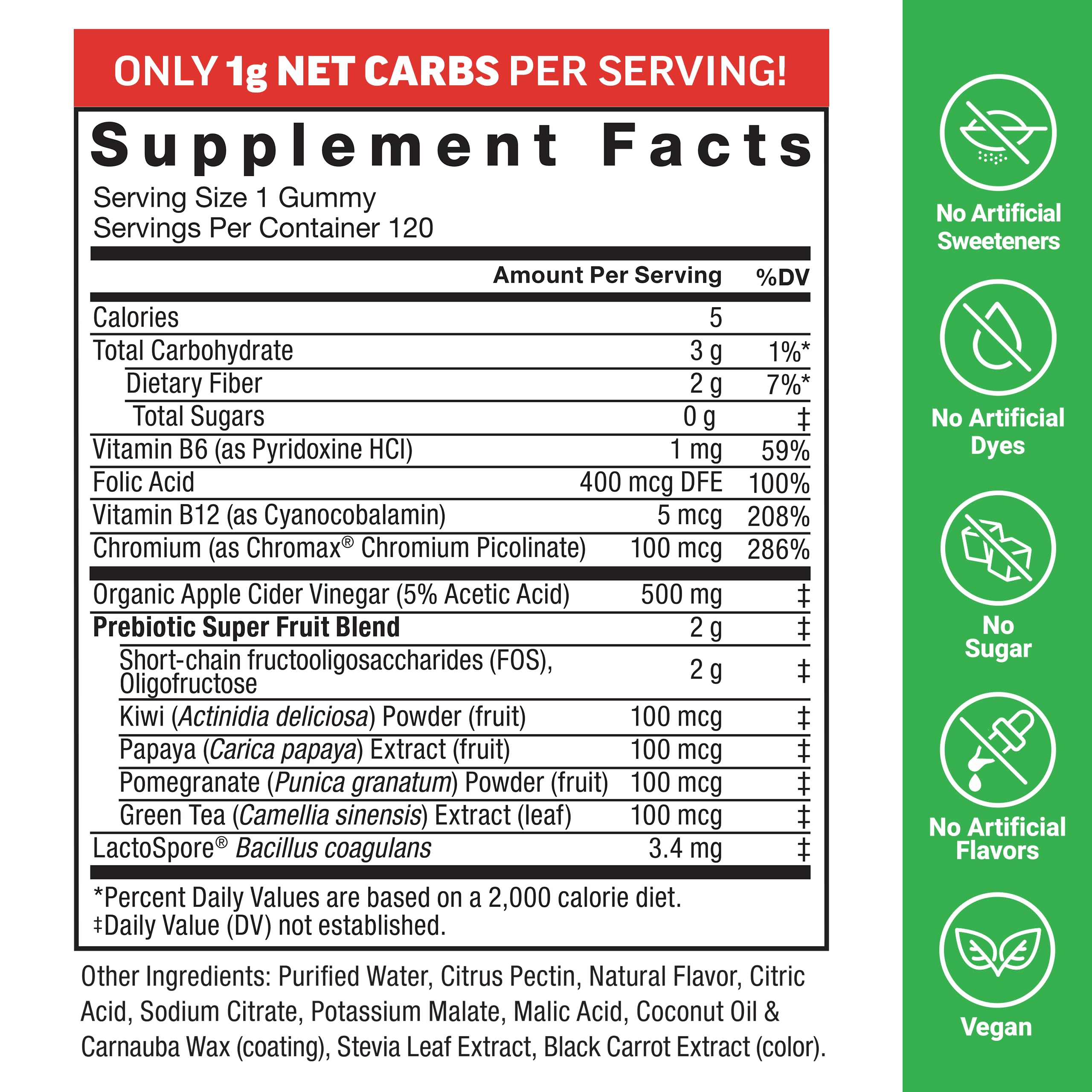 Force Factor etiqueta nutricional con certificaciones GMP y pruebas de terceros